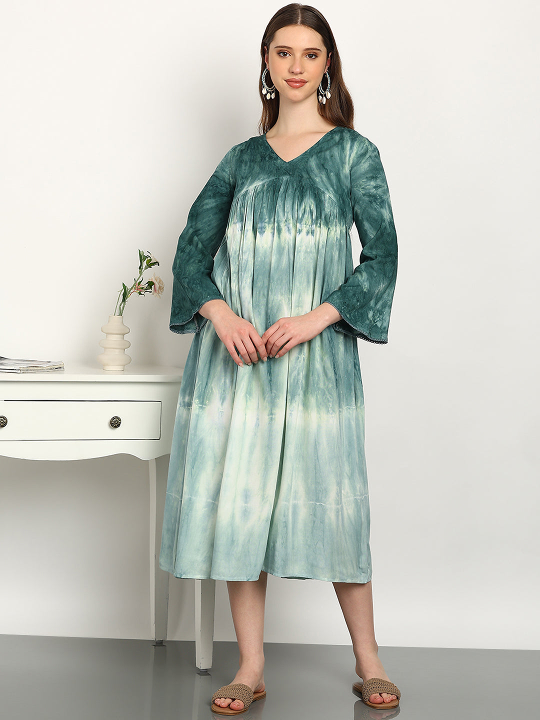 Women Hand Tie & Dye Rayon A-Line Dress (W1731) – Jaipurhues.com