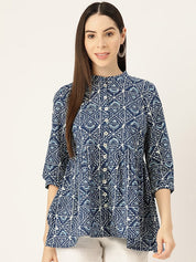 Printed Cotton Blue Top (W1343)