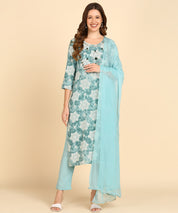 Rayon Green Suit Set with Gotta patti work (W1359)
