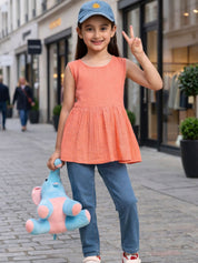Girls Sleeveless Plain Cotton Top (K1018)