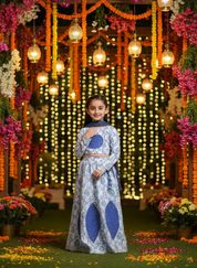 Cotton Floral Printed Blue lehenga Choli Dress with Dupatta (K1045)