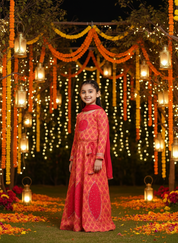 Cotton Boota Printed Orange lehenga Choli Dress with Dupatta (K1046)