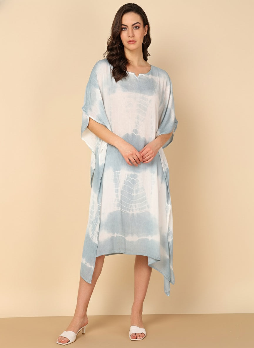 Rayon Hand Dyed Tie Dye Grey Kaftan (W1159)