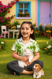 Hand Tie Dyed Half Sleeves Shirt for Girls (K1026)