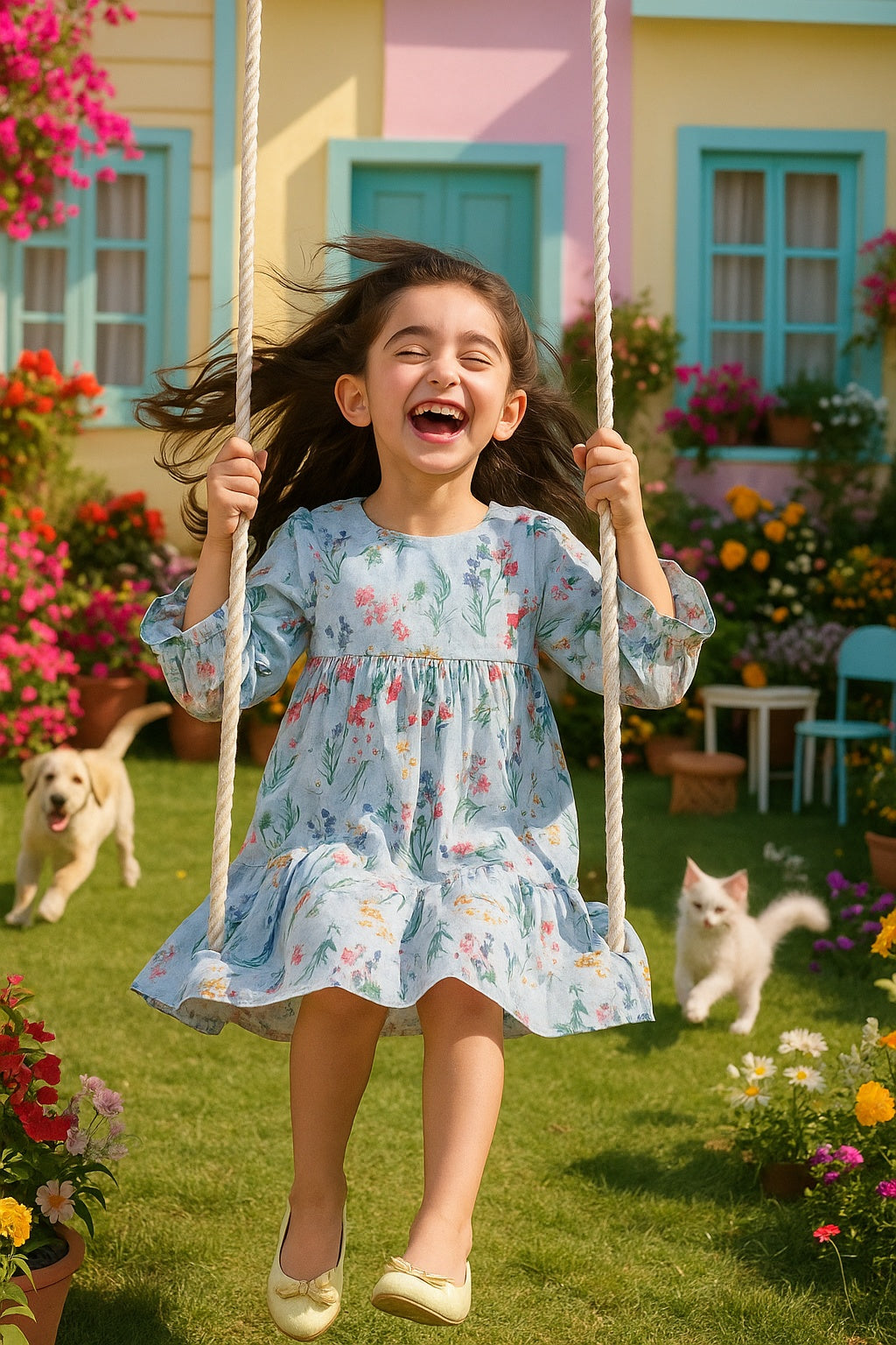 Cotton Printed Frock Dress for Girls (K1032)