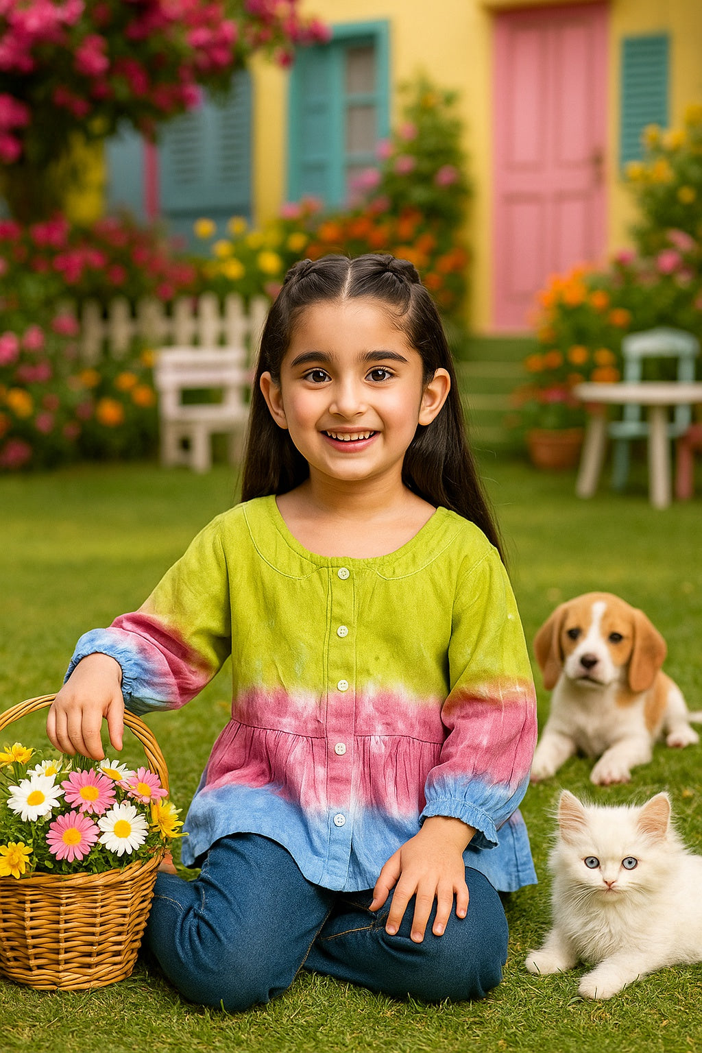 Hand Tie Dyed Shirt for Girls (K1001)