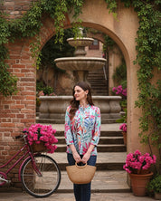 Women Rayon Blue Tie & Dye Regular Fit Shirt (W1567)