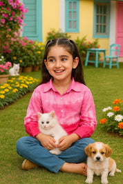 Hand Tie Dyed Collar Shirt for Girls (K1009)