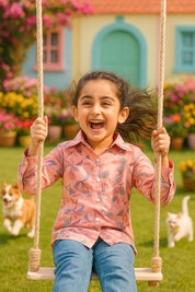 Cotton Printed Collar Shirt for Girls (K1011)