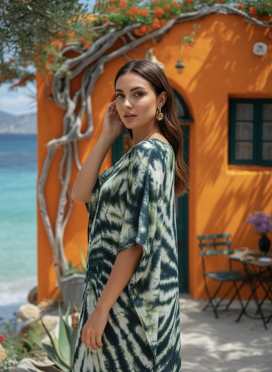 Hand Dyed Loose Fitted Crepe Kaftan Kurta (W1437)