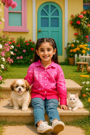 Hand Tie Dyed Collar Shirt for Girls (K1009)