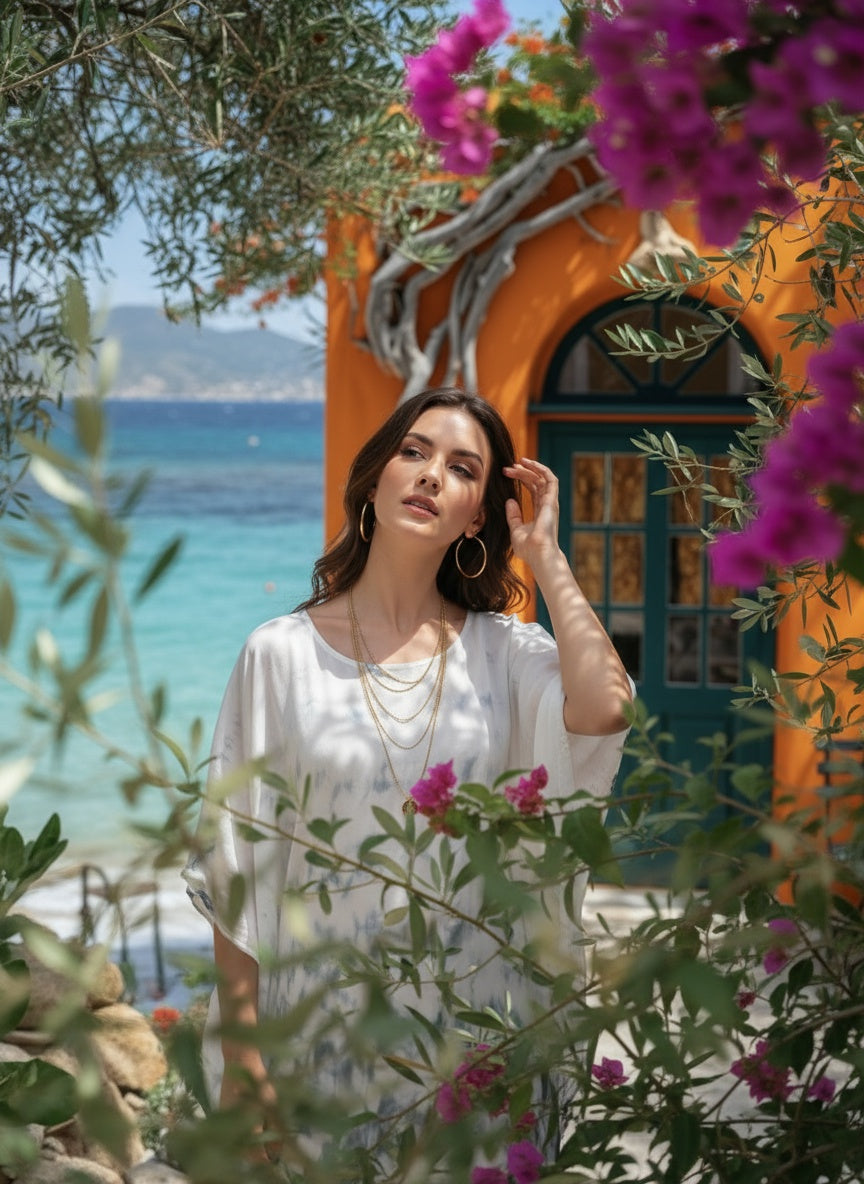 Hand Dyed Loose Fitted Crepe Kaftan Kurta (W1438)