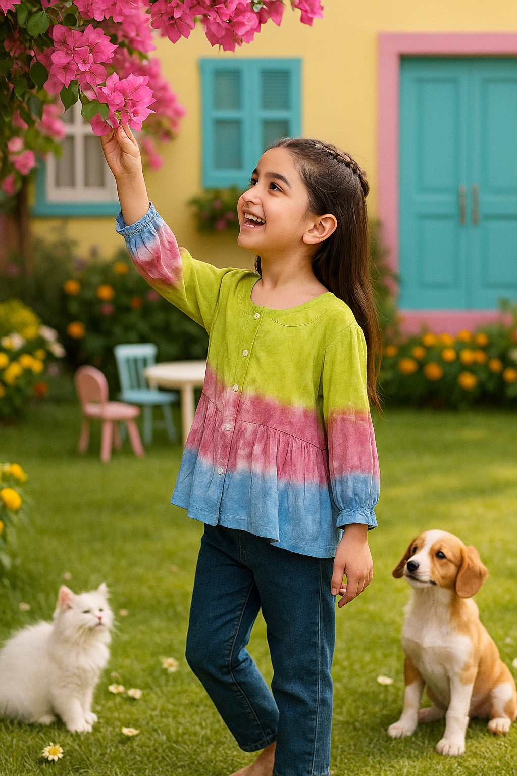 Hand Tie Dyed Shirt for Girls (K1001)