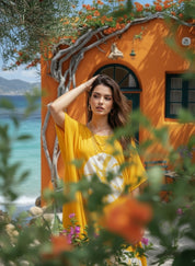 Hand Dyed Loose Fitted Crepe Kaftan Kurta (W1433)