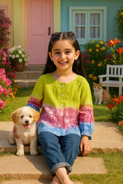 Hand Tie Dyed Shirt for Girls (K1001)