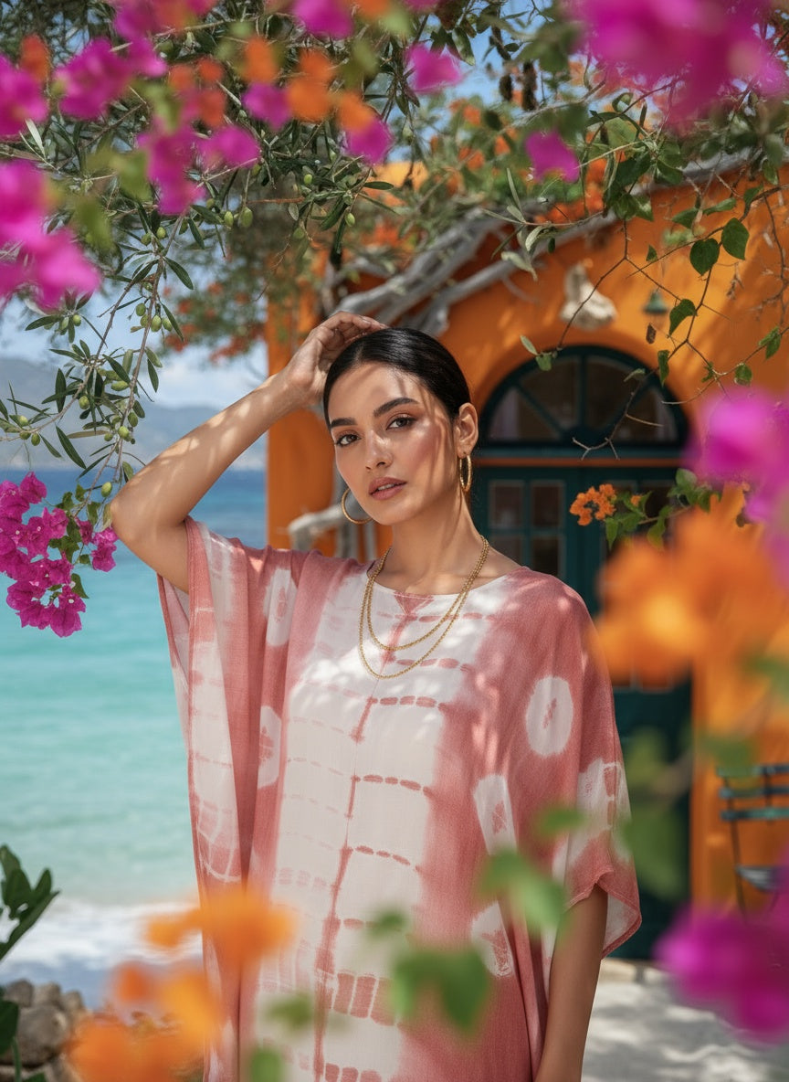 Hand Dyed Loose Fitted Crepe Kaftan Kurta (W1444)