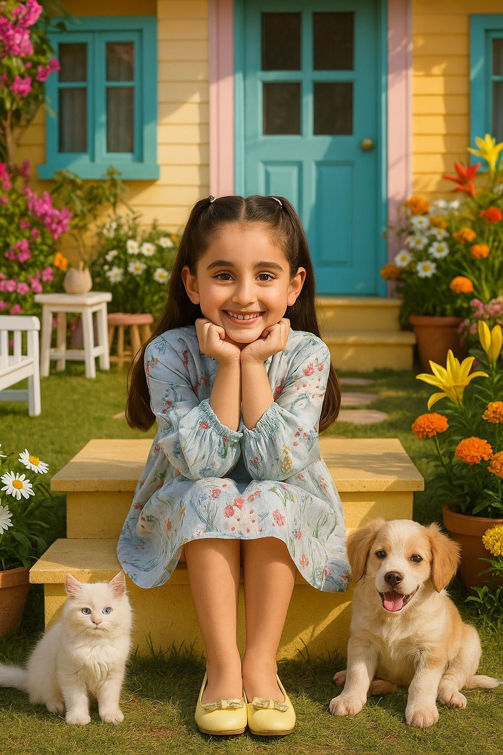 Cotton Printed Frock Dress for Girls (K1032)