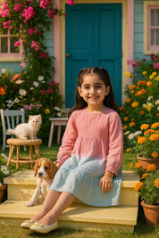 Hand Dyed Rayon Frock Dress for Girls (K1035)