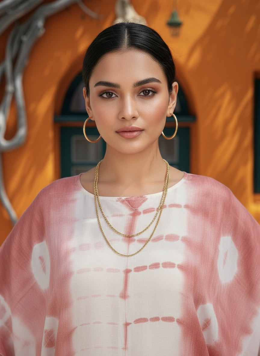 Hand Dyed Loose Fitted Crepe Kaftan Kurta (W1444)