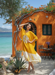 Hand Dyed Loose Fitted Crepe Kaftan Kurta (W1433)