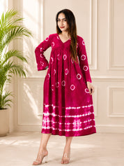 Women Handcrafted Tie & Dye A-Line Dress for Women (W1496)