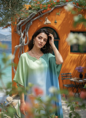 Hand Dyed Loose Fitted Crepe Kaftan Kurta (W1443)