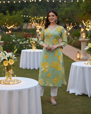 Women Embroidered Printed Rayon Straight Kurta (W1506)