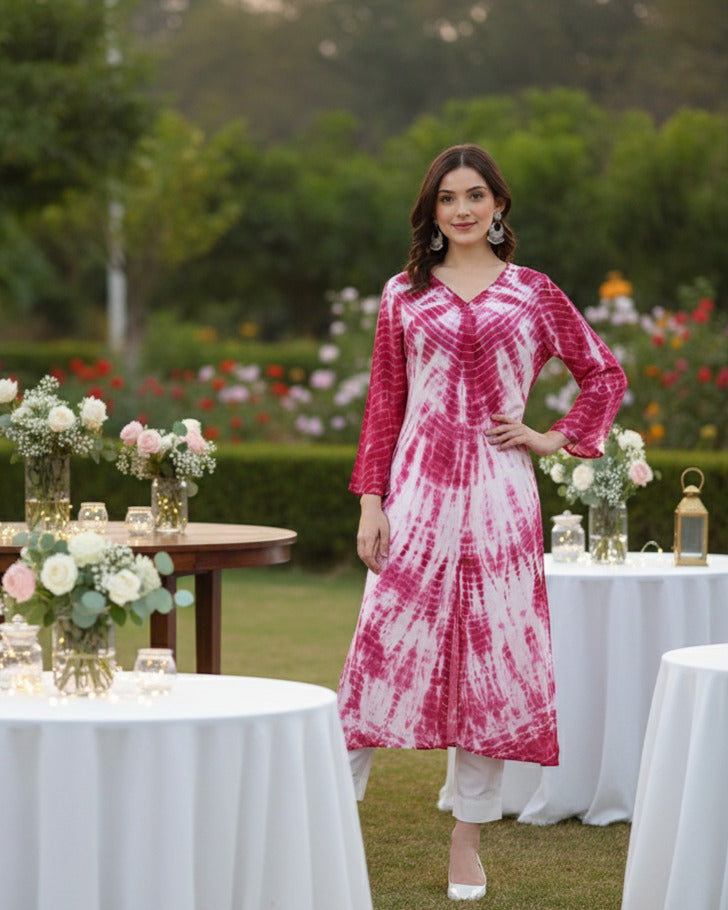 Women Hand Dyed Rayon Straight Kurta (W1509)