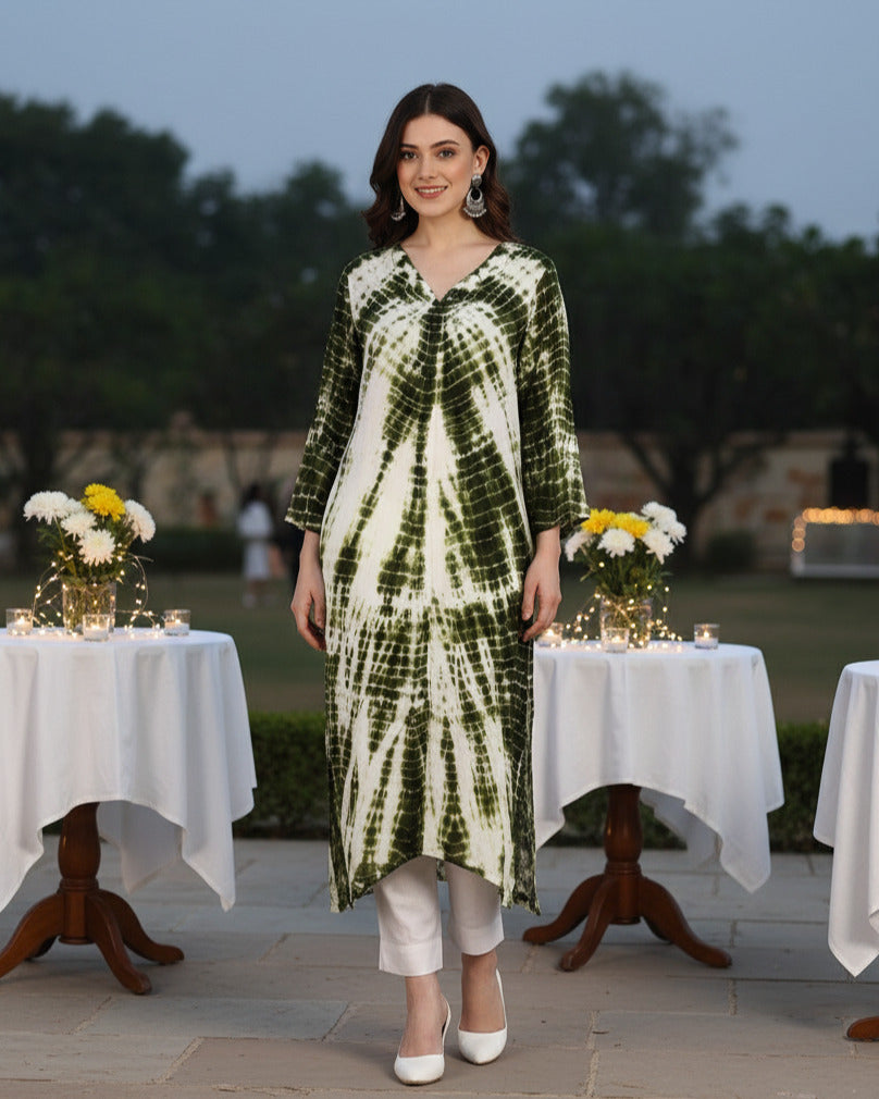 Women Hand Dyed Rayon Straight Kurta (W1510)