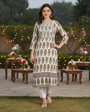 Women Embroidered Printed Rayon Straight Kurta (W1515)