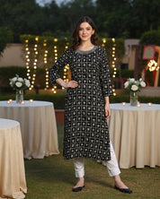 Women Embroidered Printed Rayon Straight Kurta (W1516)