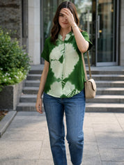 Vibrant Green Tie-Dye Everywhere Top In Soft Rayon (W1548)