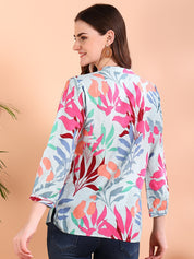 Women Rayon Blue Tie & Dye Regular Fit Shirt (W1567)