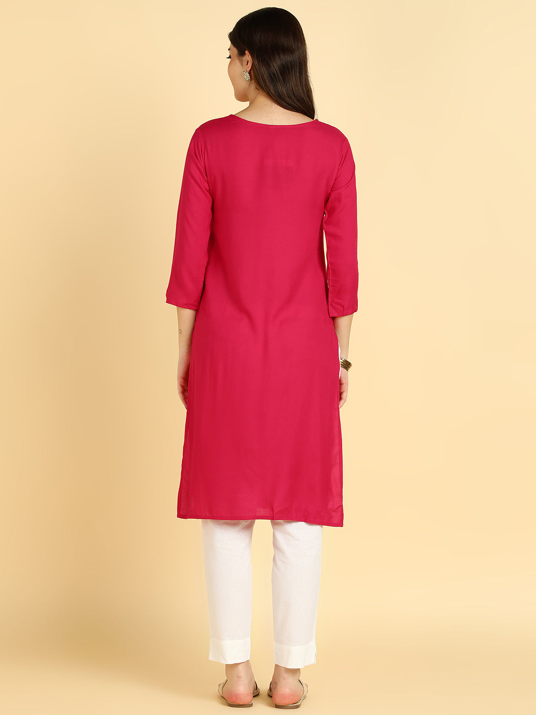 Women Casual Rayon Straight Embroidered Kurta (W1670)