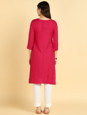 Women Casual Rayon Straight Embroidered Kurta (W1670)