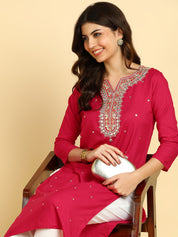 Women Casual Rayon Straight Embroidered Kurta (W1670)