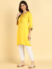 Women Casual Rayon Straight Embroidered Kurta (W1671)