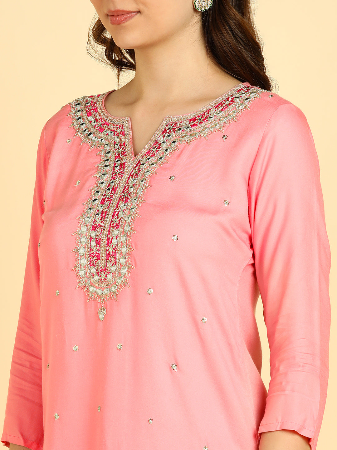 Women Casual Rayon Straight Embroidered Kurta (W1672)