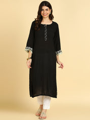Women Casual Rayon Straight Embroidered Kurta (W1673)