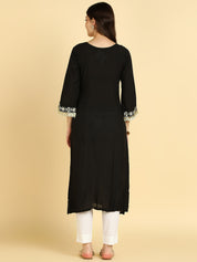 Women Casual Rayon Straight Embroidered Kurta (W1673)