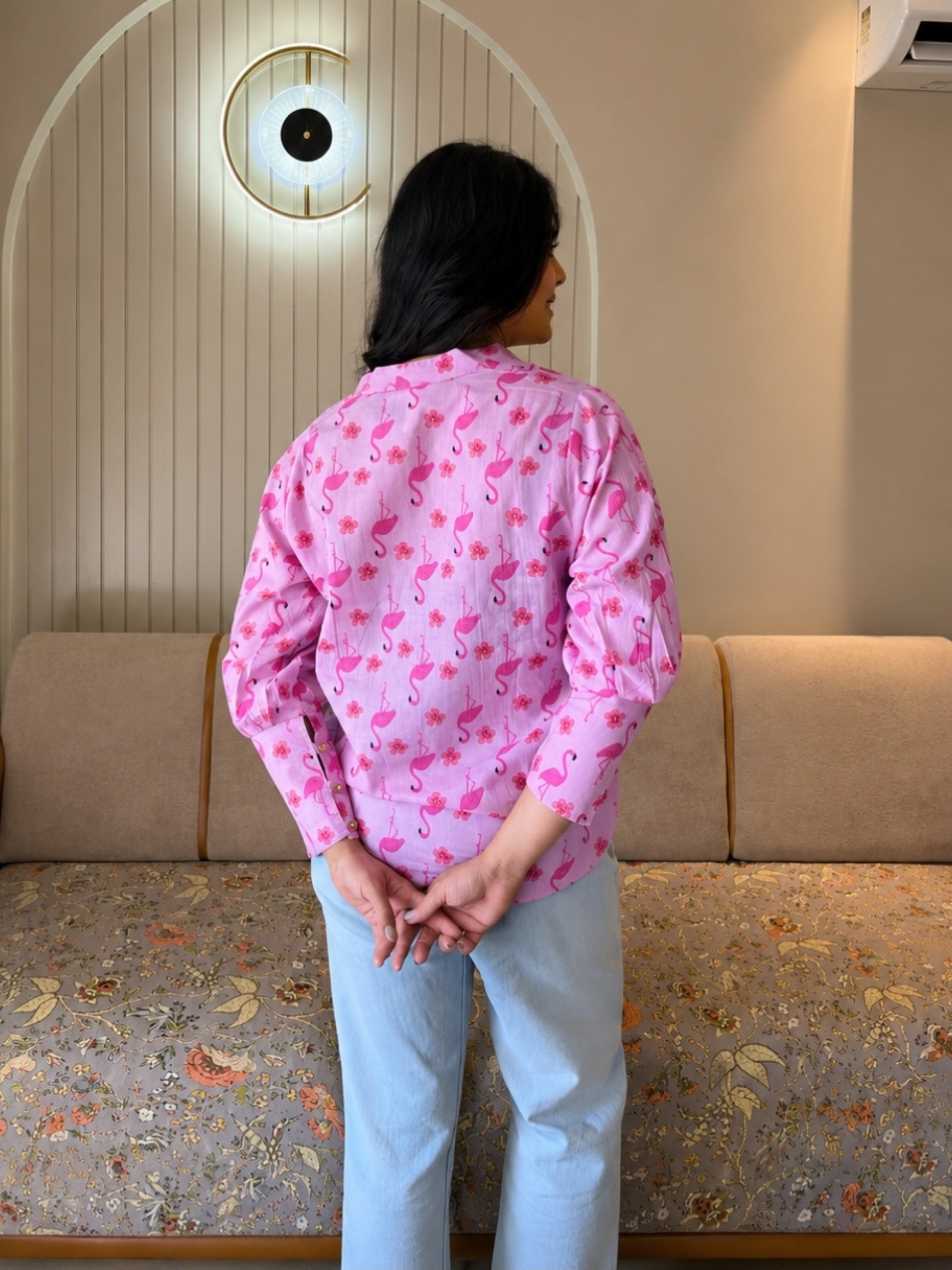 Women Casual Trpical Printed Cotton Regular Fit Shirt (W1677)