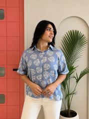 Women Casual Cotton Printed Spread Collar Half Sleeves Regular Fit Shirt (W1682)