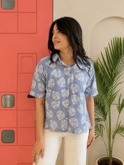 Women Casual Cotton Printed Spread Collar Half Sleeves Regular Fit Shirt (W1682)