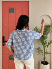 Women Casual Cotton Printed Spread Collar Half Sleeves Regular Fit Shirt (W1682)