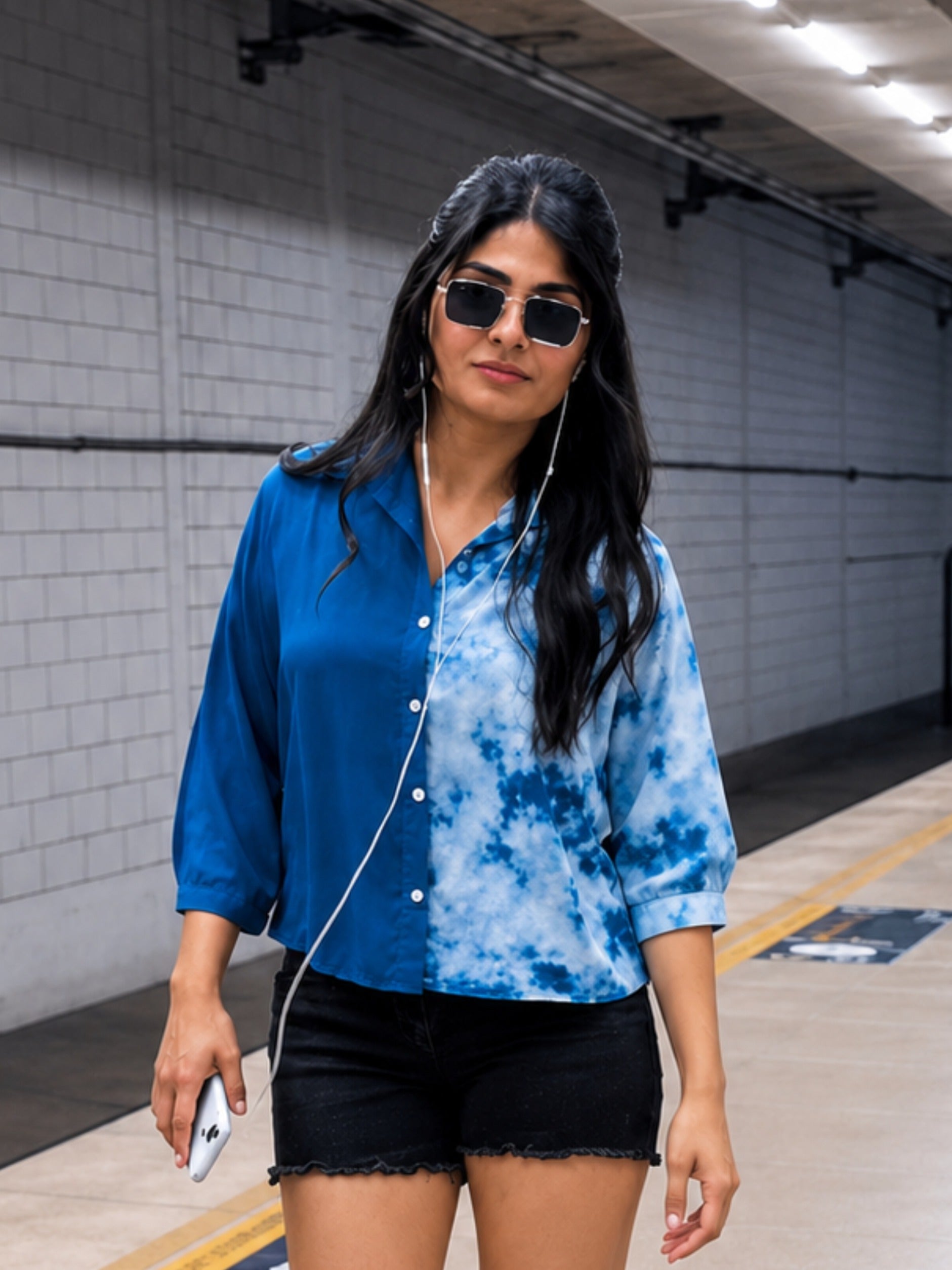 Women Casual Rayon Staple Tie & Dye Relaxed Fit Shirt (W1692)