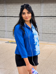 Women Casual Rayon Staple Tie & Dye Relaxed Fit Shirt (W1692)