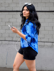 Women Casual Rayon Staple Tie & Dye Casual Shirt (W1697)