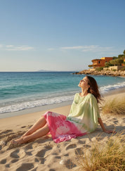 Hand Dyed Loose Fitted Crepe Kaftan Kurta (W1427)