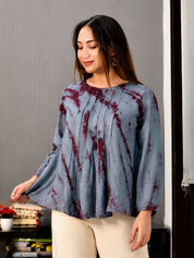 Women Rayon Tie & Dye Casual Regular Fit Top (W1716)