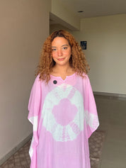 Women Tie & Dye Rayon Crepe Kaftan Dress (W1720)